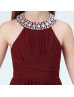Beaded Cabernet Pleated Chiffon Boho Junior Bridesmaid Dress